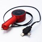 Автомобильный адаптер с двумя USB портами 3 в 1 Lightning + Micro USB + Type-C CC2