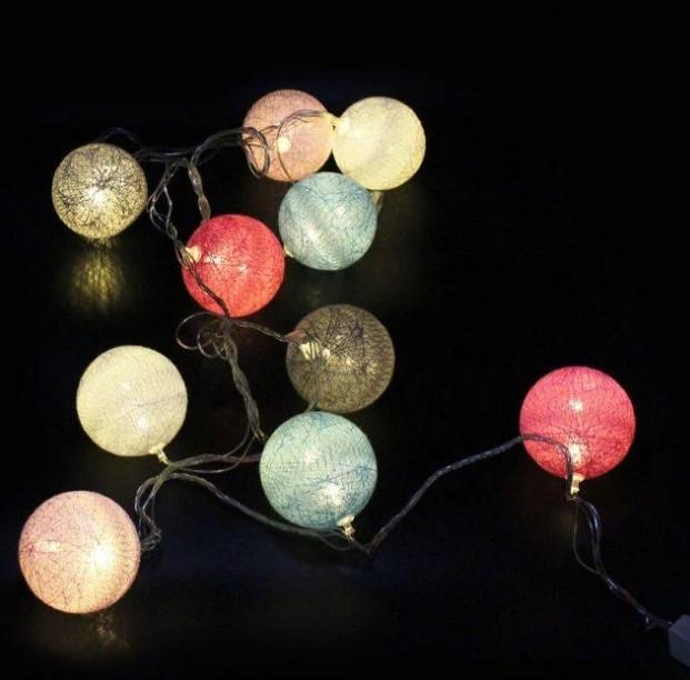 Гирлянда Тайские шарики Xmas Balls 7279 2 м 10 LED-ламп, коннектор, разноцветная