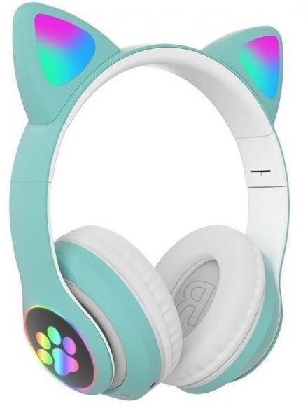 Фото 1 Наушники беспроводные Bluetooth Cat Ear VZV-23M с подсветкой, мятные