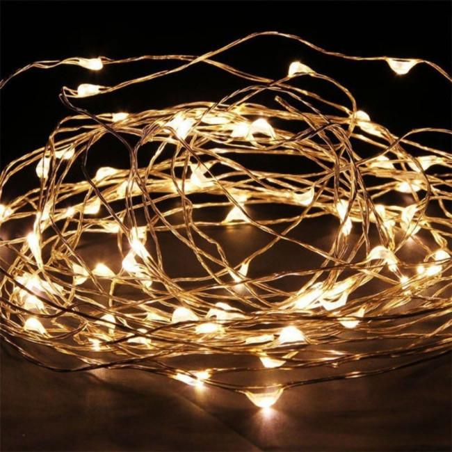 Гирлянда Xmas 200 Led медная проволока (Капля росы) 20M Теплый белый от 220V режимы 7246