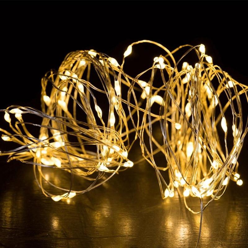 Гирлянда Xmas 200 Led медная проволока (Капля росы) 20M Теплый белый от 220V режимы 7246