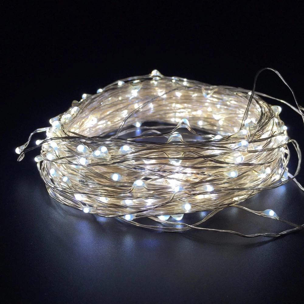 Фото 3 Гирлянда Нить Роса 5 м 50 led белая White на батарейках