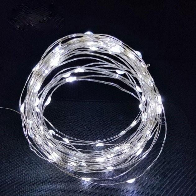 Гирлянда Нить Роса 5 м 50 led белая White на батарейках