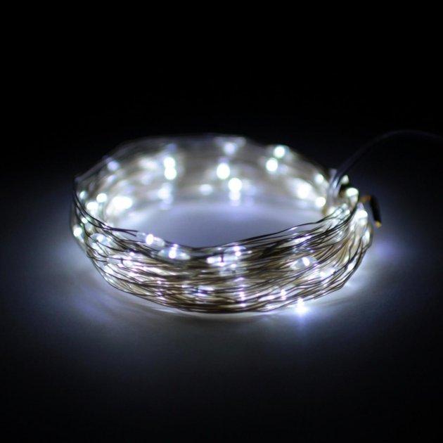 Гирлянда Нить Роса 5 м 50 led белая White на батарейках