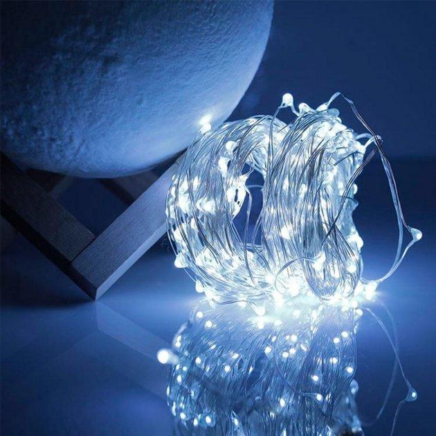 Гирлянда Нить Роса 5 м 50 led белая White на батарейках