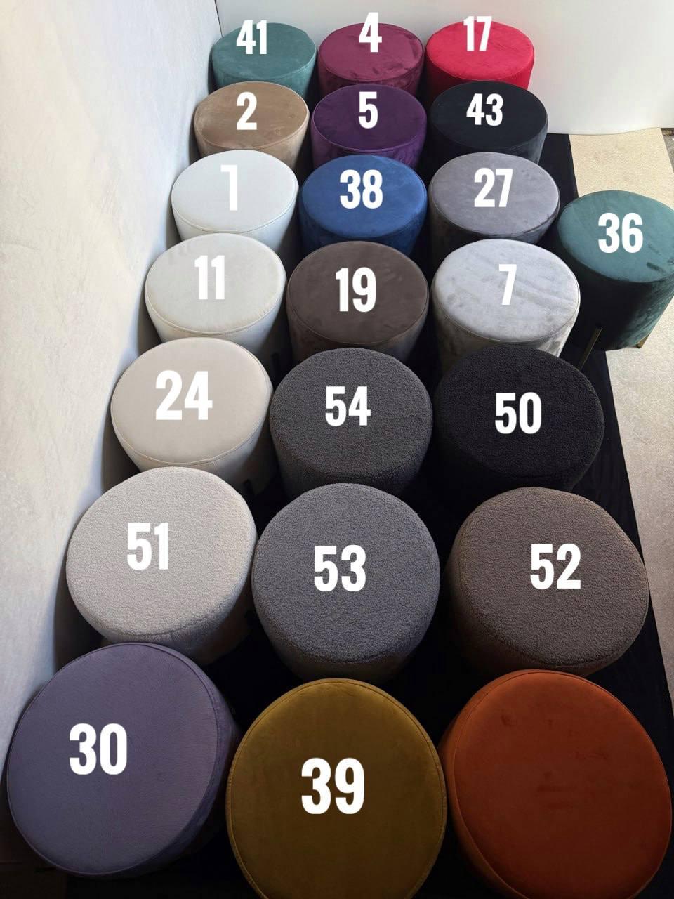 Пуф круглый 38*42 см из велюра антикоготь на металлических ножках темно-серый, круглый мягкий пуфик велюровый